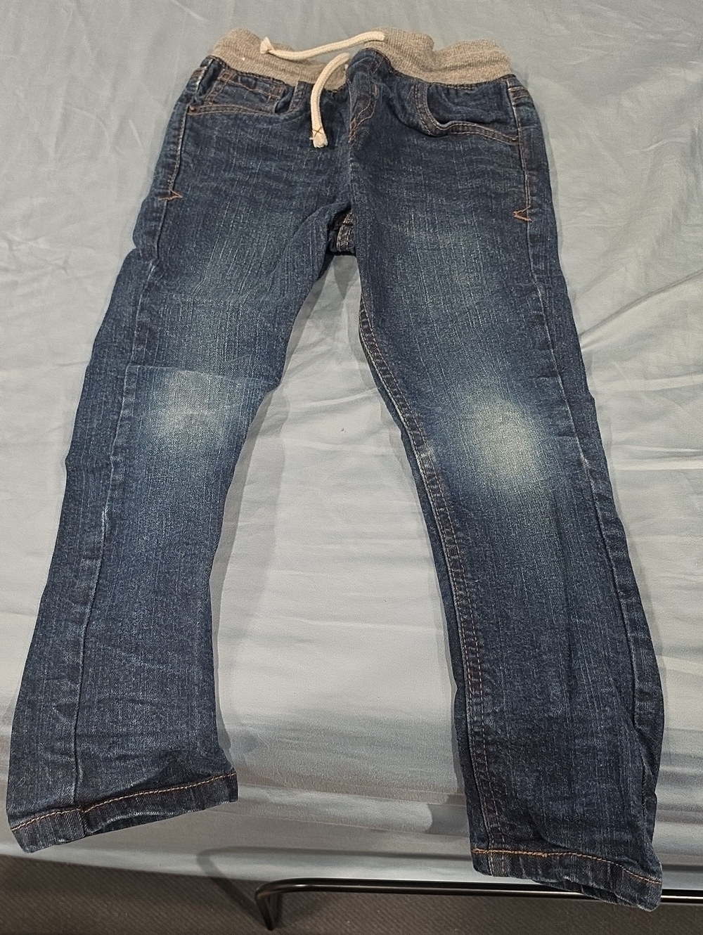 Cat & Jack Men's Dark Blue Slim Straight Jeans with Drawstring Waist